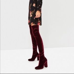 Zara Velvet Over the Knee Boots.